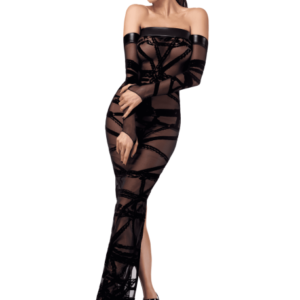 F358 Bondesque Opera Robe longue épaule décolletée