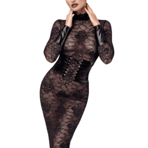 F375 Noirelle Robe corset mi-longue en dentelle